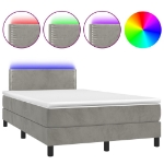 Letto a Molle Materasso e LED Grigio Chiaro 120x190 cm Velluto