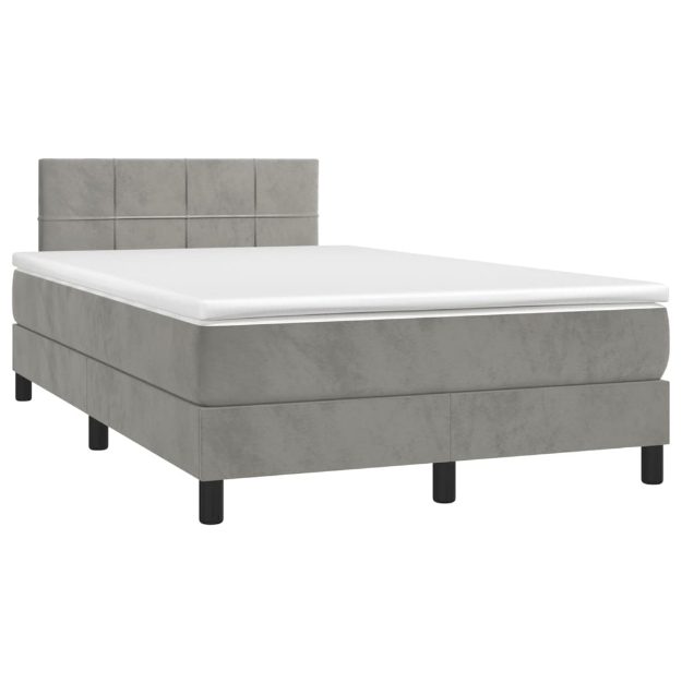 Letto a Molle Materasso e LED Grigio Chiaro 120x190 cm Velluto