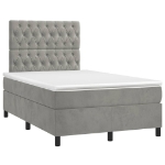 Letto a Molle Materasso e LED Grigio Chiaro 120x190 cm Velluto