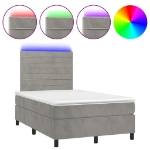 Letto a Molle Materasso e LED Grigio Chiaro 120x190 cm Velluto