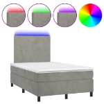 Letto a Molle Materasso e LED Grigio Chiaro 120x190 cm Velluto