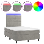 Letto a Molle Materasso e LED Grigio Chiaro 120x190 cm Velluto