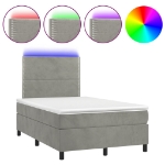 Letto a Molle Materasso e LED Grigio Chiaro 120x190 cm Velluto