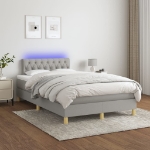 Letto a Molle Materasso e LED Grigio Chiaro 120x200 cm Tessuto