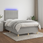 Letto a Molle Materasso e LED Grigio Chiaro 120x200 cm Tessuto