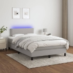 Letto a Molle Materasso e LED Grigio Chiaro 120x200 cm Tessuto