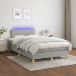 Letto a Molle Materasso e LED Grigio Chiaro 120x200 cm Tessuto