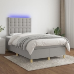 Letto a Molle Materasso e LED Grigio Chiaro 120x200 cm Tessuto