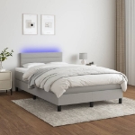 Letto a Molle Materasso e LED Grigio Chiaro 120x200 cm Tessuto