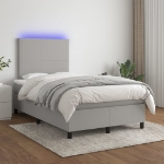 Letto a Molle Materasso e LED Grigio Chiaro 120x200 cm Tessuto