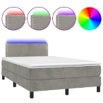 Letto a Molle Materasso e LED Grigio Chiaro 120x200 cm Velluto