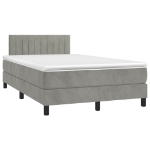 Letto a Molle Materasso e LED Grigio Chiaro 120x200 cm Velluto