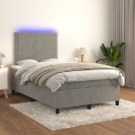 Letto a Molle Materasso e LED Grigio Chiaro 120x200 cm Velluto