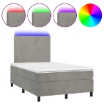 Letto a Molle Materasso e LED Grigio Chiaro 120x200 cm Velluto