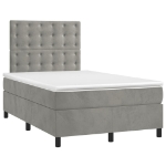 Letto a Molle Materasso e LED Grigio Chiaro 120x200 cm Velluto