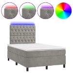 Letto a Molle Materasso e LED Grigio Chiaro 120x200 cm Velluto