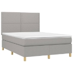 Letto a Molle Materasso e LED Grigio Chiaro 140x190 cm Tessuto