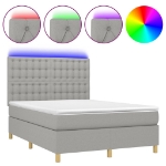 Letto a Molle Materasso e LED Grigio Chiaro 140x190 cm Tessuto