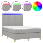 Letto a Molle Materasso e LED Grigio Chiaro 140x190 cm Tessuto