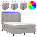 Letto a Molle Materasso e LED Grigio Chiaro 140x190 cm Tessuto