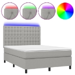 Letto a Molle Materasso e LED Grigio Chiaro 140x190 cm Tessuto