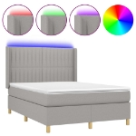 Letto a Molle Materasso e LED Grigio Chiaro 140x190 cm Tessuto