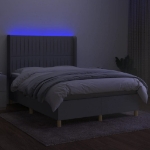 Letto a Molle Materasso e LED Grigio Chiaro 140x190 cm Tessuto