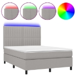 Letto a Molle Materasso e LED Grigio Chiaro 140x190 cm Tessuto