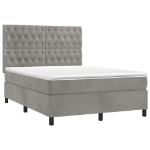 Letto a Molle Materasso e LED Grigio Chiaro 140x190 cm Velluto