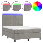 Letto a Molle Materasso e LED Grigio Chiaro 140x190 cm Velluto