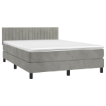 Letto a Molle Materasso e LED Grigio Chiaro 140x190 cm Velluto