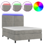 Letto a Molle Materasso e LED Grigio Chiaro 140x190 cm Velluto