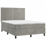 Letto a Molle Materasso e LED Grigio Chiaro 140x190 cm Velluto