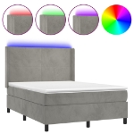 Letto a Molle Materasso e LED Grigio Chiaro 140x190 cm Velluto