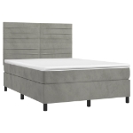 Letto a Molle Materasso e LED Grigio Chiaro 140x190 cm Velluto