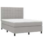 Letto a Molle Materasso e LED Grigio Chiaro 140x200 cm Tessuto