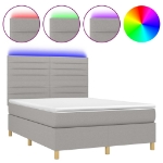 Letto a Molle Materasso e LED Grigio Chiaro 140x200 cm Tessuto