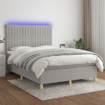 Letto a Molle Materasso e LED Grigio Chiaro 140x200 cm Tessuto