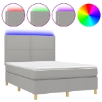 Letto a Molle Materasso e LED Grigio Chiaro 140x200 cm Tessuto