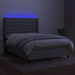 Letto a Molle Materasso e LED Grigio Chiaro 140x200 cm Tessuto