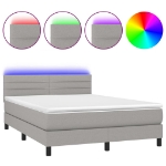 Letto a Molle Materasso e LED Grigio Chiaro 140x200 cm Tessuto