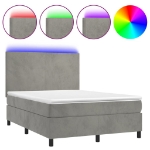 Letto a Molle Materasso e LED Grigio Chiaro 140x200 cm Velluto