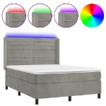 Letto a Molle Materasso e LED Grigio Chiaro 140x200 cm Velluto