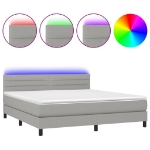 Letto a Molle Materasso e LED Grigio Chiaro 160x200 cm Tessuto