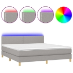 Letto a Molle Materasso e LED Grigio Chiaro 160x200 cm Tessuto