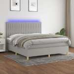 Letto a Molle Materasso e LED Grigio Chiaro 160x200 cm Tessuto