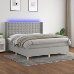 Letto a Molle Materasso e LED Grigio Chiaro 160x200 cm Tessuto