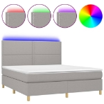 Letto a Molle Materasso e LED Grigio Chiaro 160x200 cm Tessuto