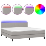 Letto a Molle Materasso e LED Grigio Chiaro 160x200 cm Tessuto