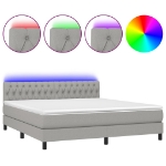 Letto a Molle Materasso e LED Grigio Chiaro 160x200 cm Tessuto